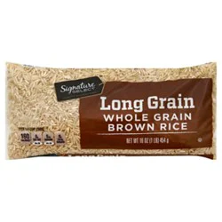 Signature Select Rice Brown Whole Grain Long Grain - 16 Oz