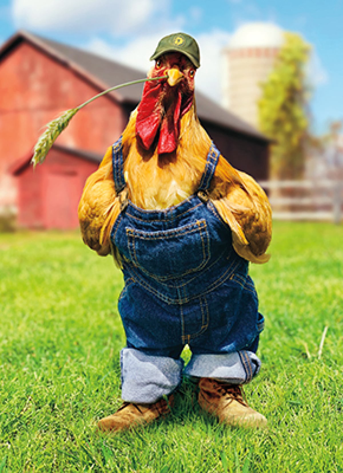 slide 1 of 1, Avanti Birthday Card Chicken in Overalls, 1 ct