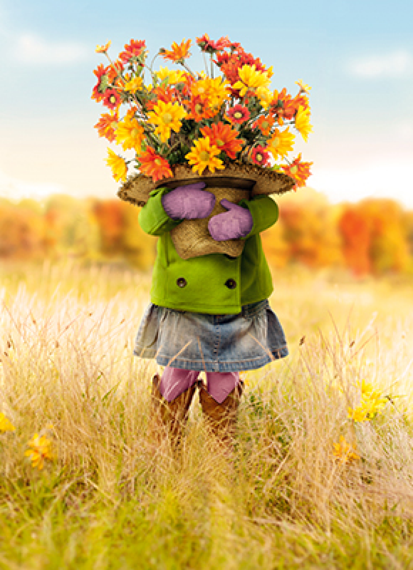 slide 1 of 1, Avanti Fall Flowers Little Girl, 1 ct