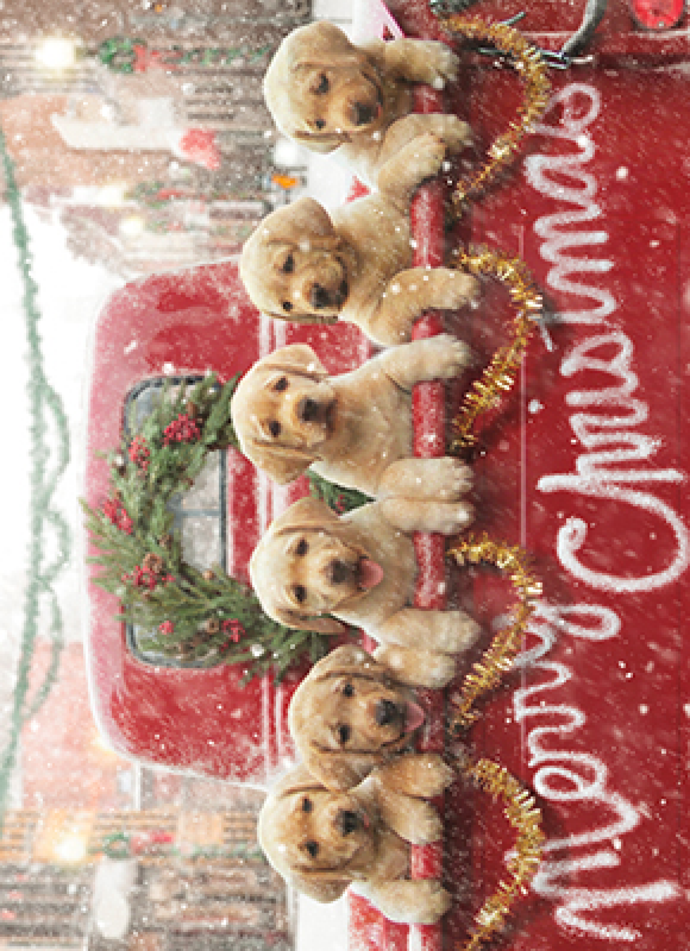 slide 1 of 1, Avanti Row Of Reindeer Puppies Card, 1 ct