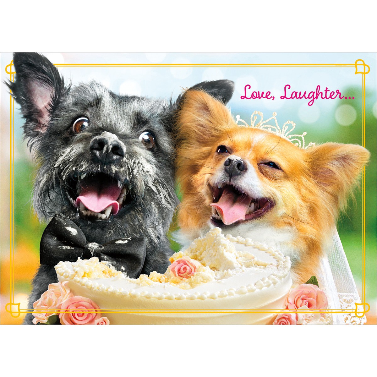 slide 1 of 1, Avanti Card Wed Wedding Cake Dogs, 1 ct