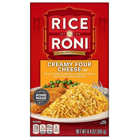 slide 1 of 1, Rice-A-Roni Rice Creamy Four Cheese Flavor Box - 6.4 Oz, 6.4 oz