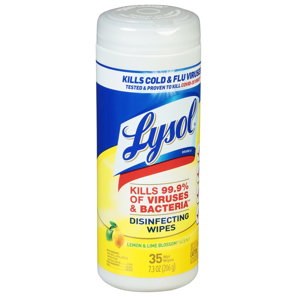 slide 7 of 9, Lysol Disinfectant Wipes, Multi-Surface Antibacterial Cleaning Wipes, For Disinfecting and Cleaning, Lemon and Lime Blossom, 35ct, 35 ct