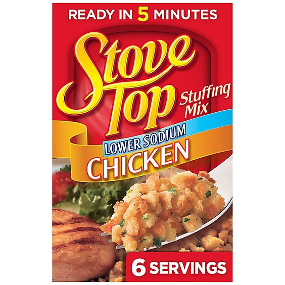 slide 1 of 8, Stove Top Low Sodium Stuffing Mix For Chicken With 25% Less Sodium Box - 6 Oz, 6 oz