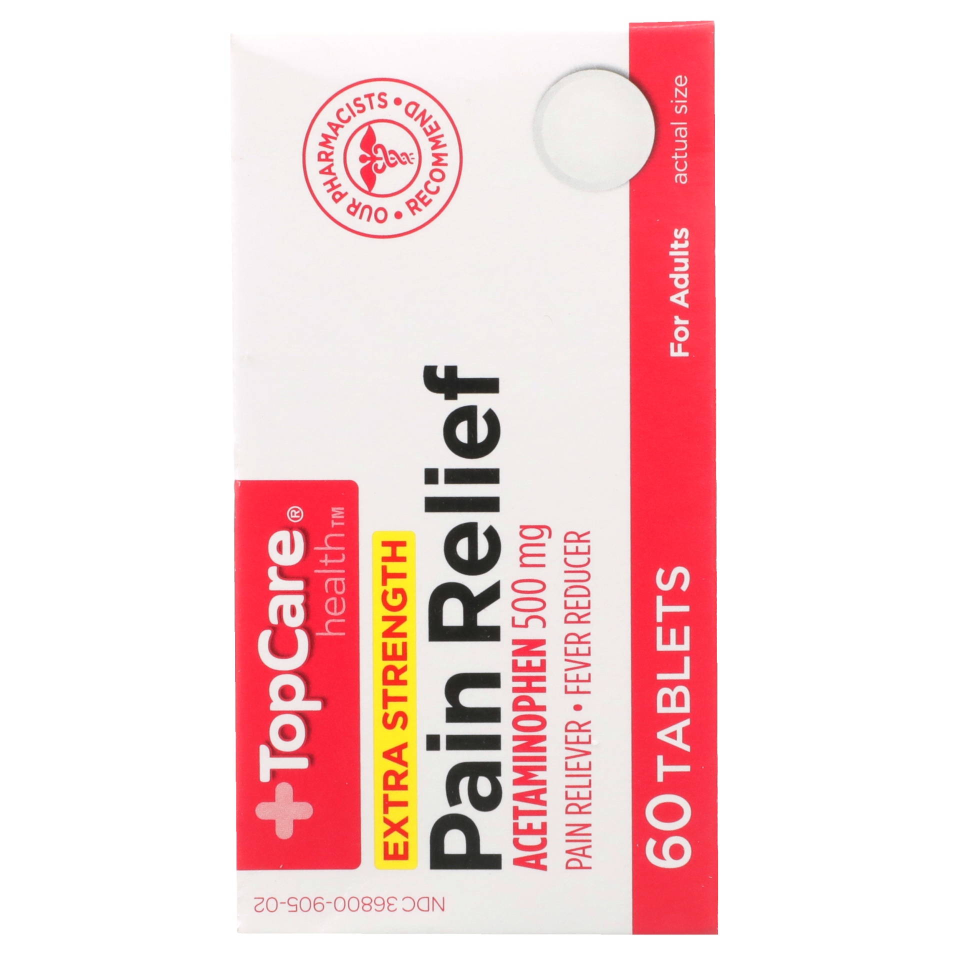 slide 6 of 6, TopCare Health Adults Extra Strength 500 Mg Pain Relief Tablets 60 ea, 60 ct
