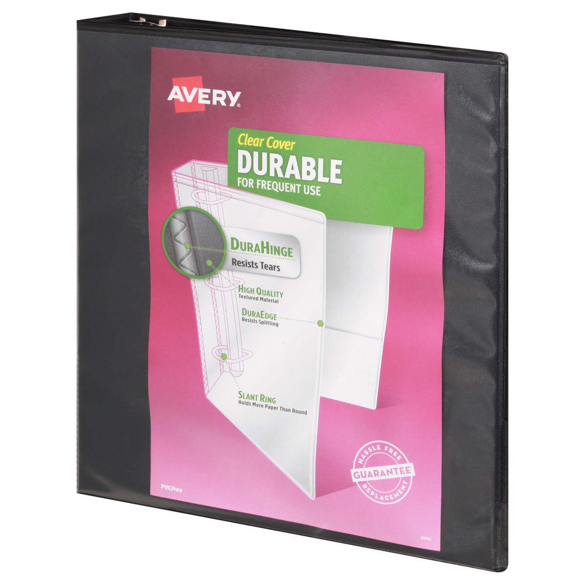 slide 4 of 9, Avery Durable View 3-Ring Binder, Slant Ring, Black, 1 ct