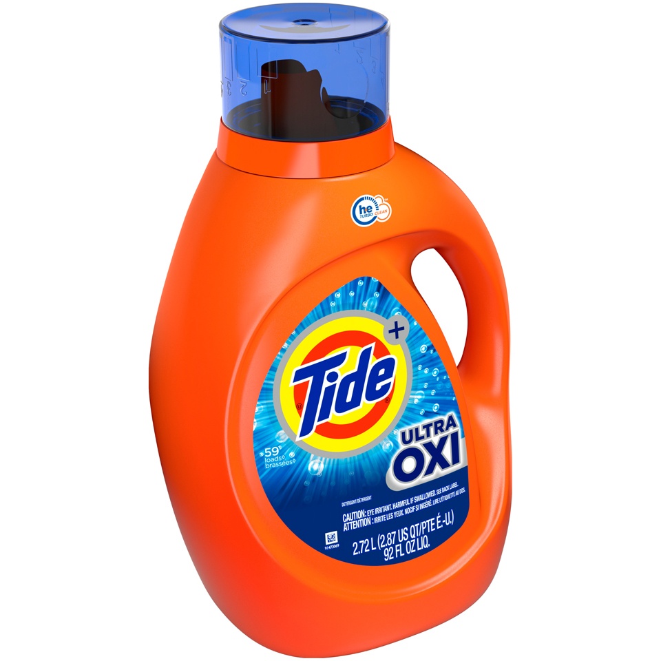 slide 2 of 2, Tide Ultra Oxi Liquid Laundry Detergent, 59 loads, 92 fl oz, HE Compatible, 1 ct