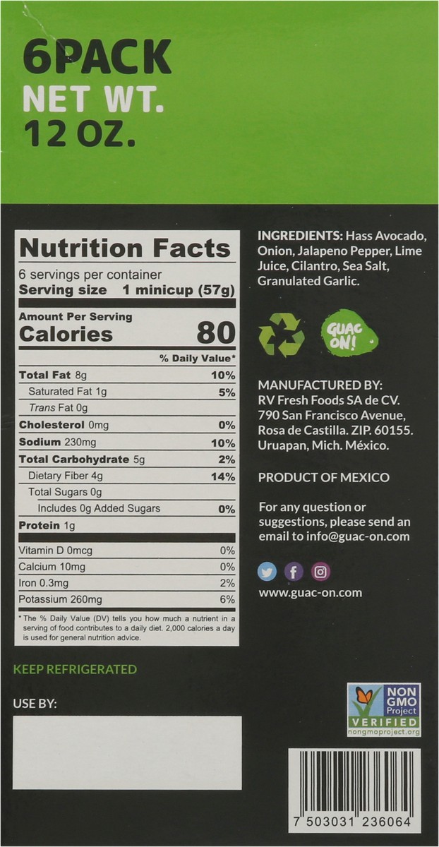slide 8 of 13, Guac On! Original Guacamole 6 - 2 oz Cups, 6 ct