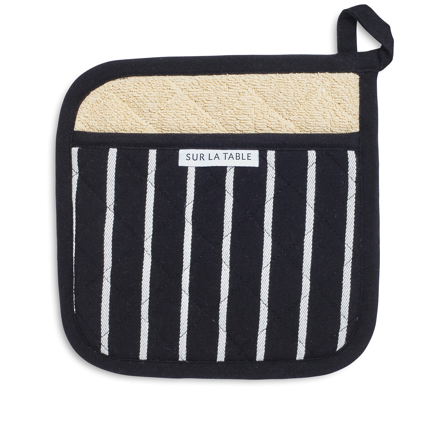 slide 1 of 1, Sur La Table Black Butcher Stripe Pot Holder, 1 ct