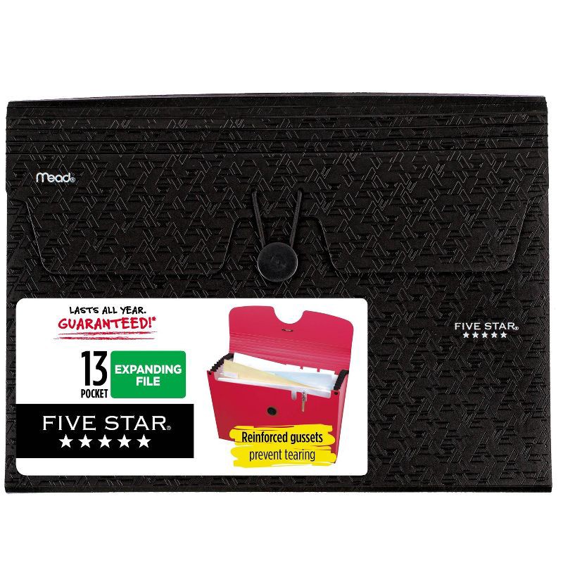 slide 1 of 1, Five Star 13 Pocket 9.5" x 13" Expanding File Folders (Colors May Vary), 1 ct