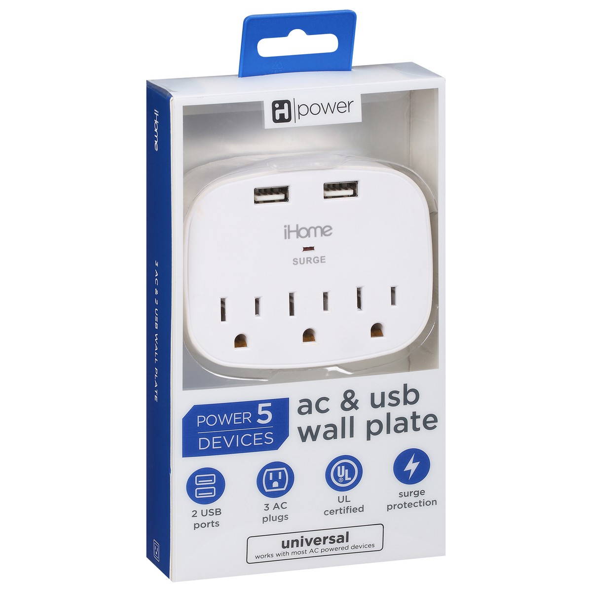 slide 8 of 9, iHome Surge AC & USB Wall Plate 1 ea, 1 ct