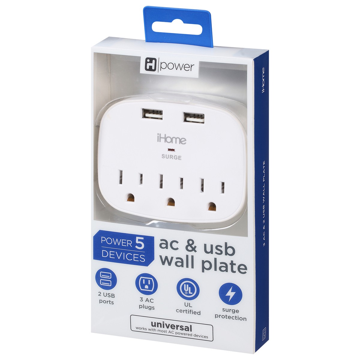 slide 5 of 9, iHome Surge AC & USB Wall Plate 1 ea, 1 ct