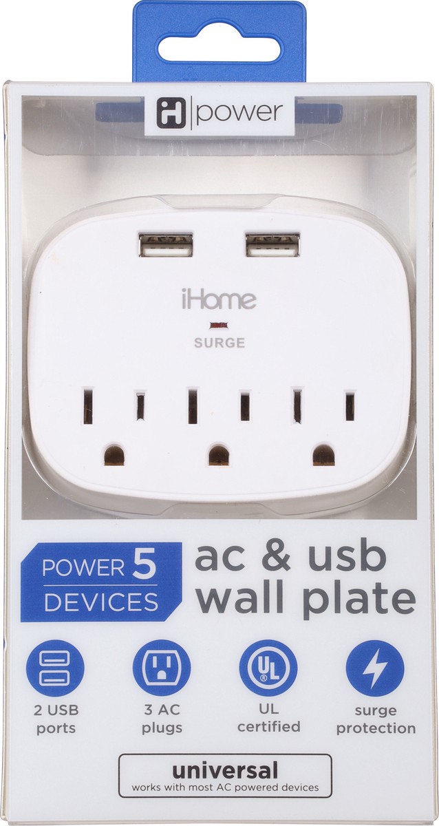 slide 9 of 9, iHome Surge AC & USB Wall Plate 1 ea, 1 ct