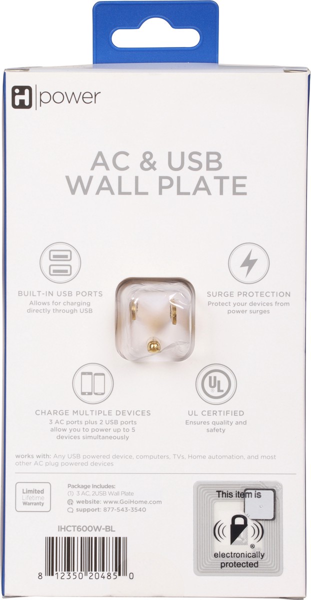 slide 3 of 9, iHome Surge AC & USB Wall Plate 1 ea, 1 ct