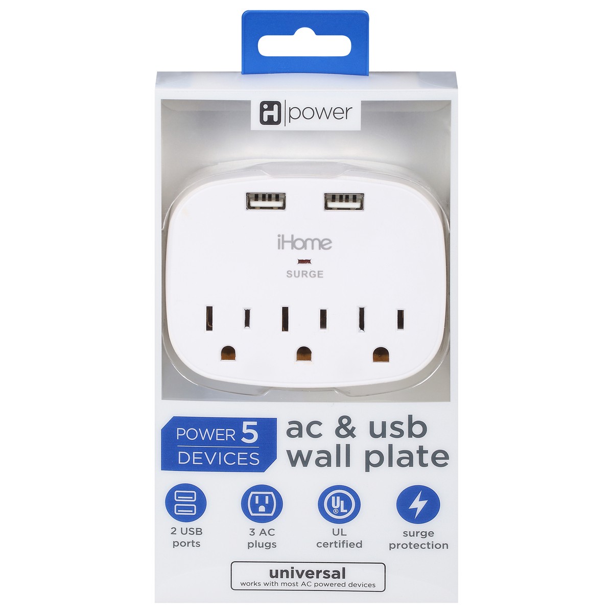 slide 6 of 9, iHome Surge AC & USB Wall Plate 1 ea, 1 ct