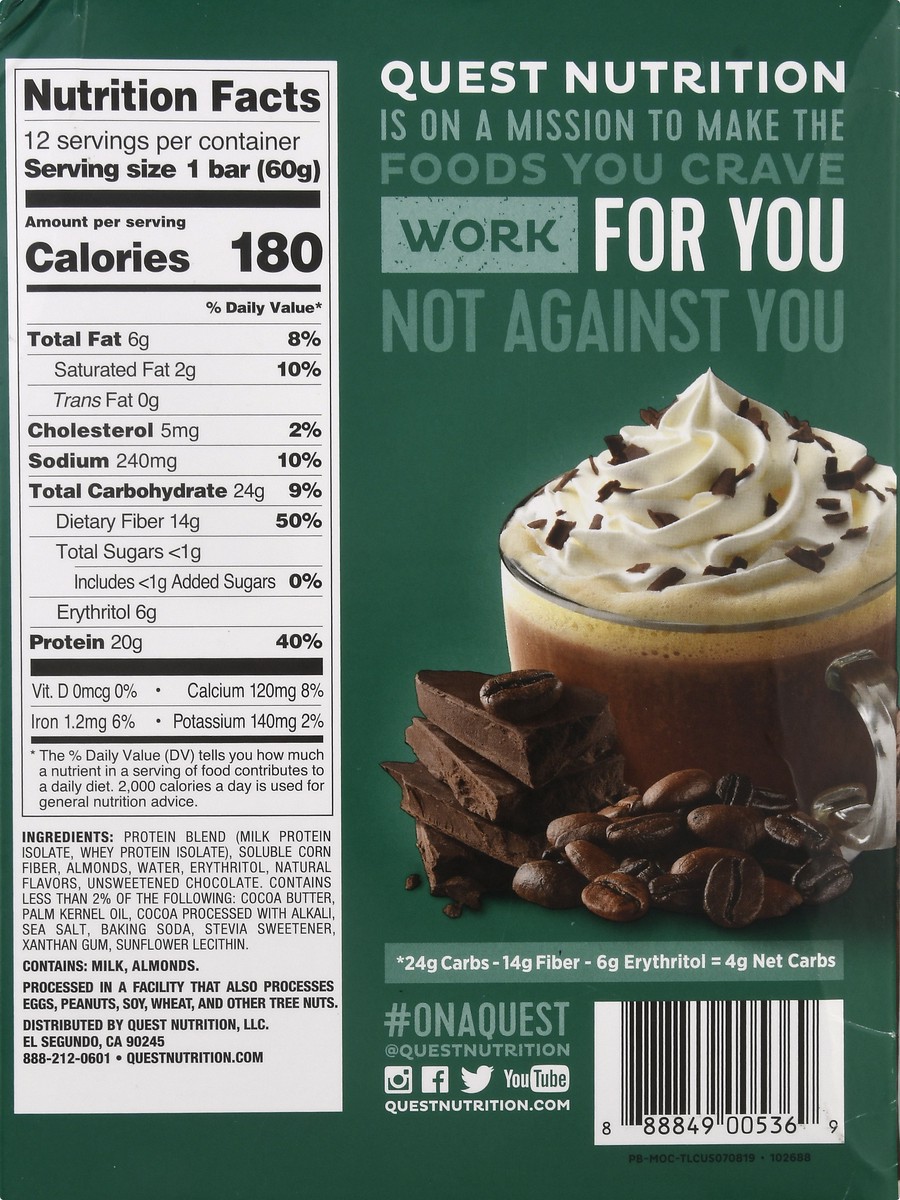 slide 5 of 13, Quest Mocha Chocolate Chip Flavor Protein Bar 12 ea, 12 ct