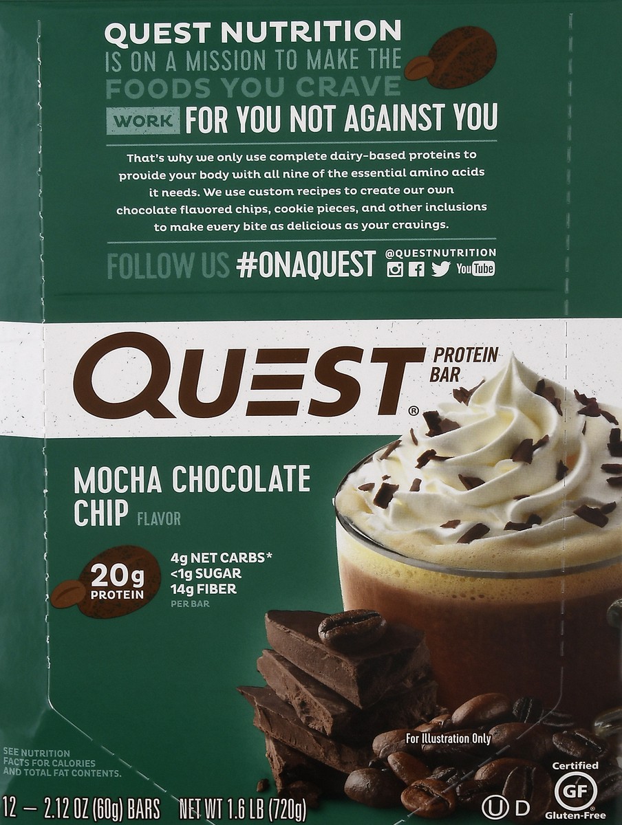 slide 8 of 13, Quest Mocha Chocolate Chip Flavor Protein Bar 12 ea, 12 ct