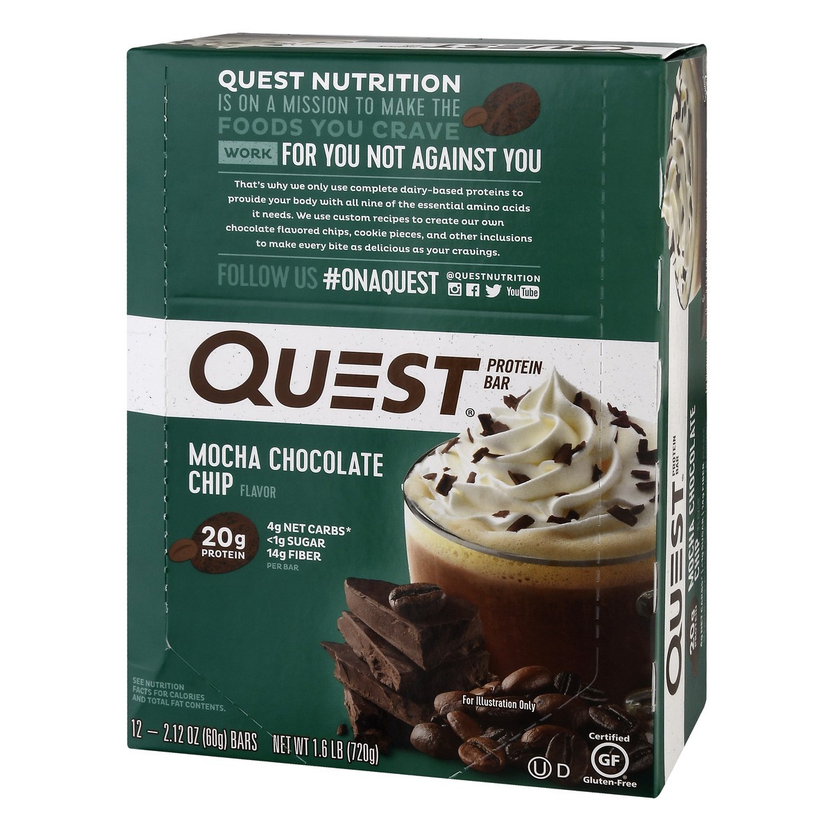 slide 10 of 13, Quest Mocha Chocolate Chip Flavor Protein Bar 12 ea, 12 ct