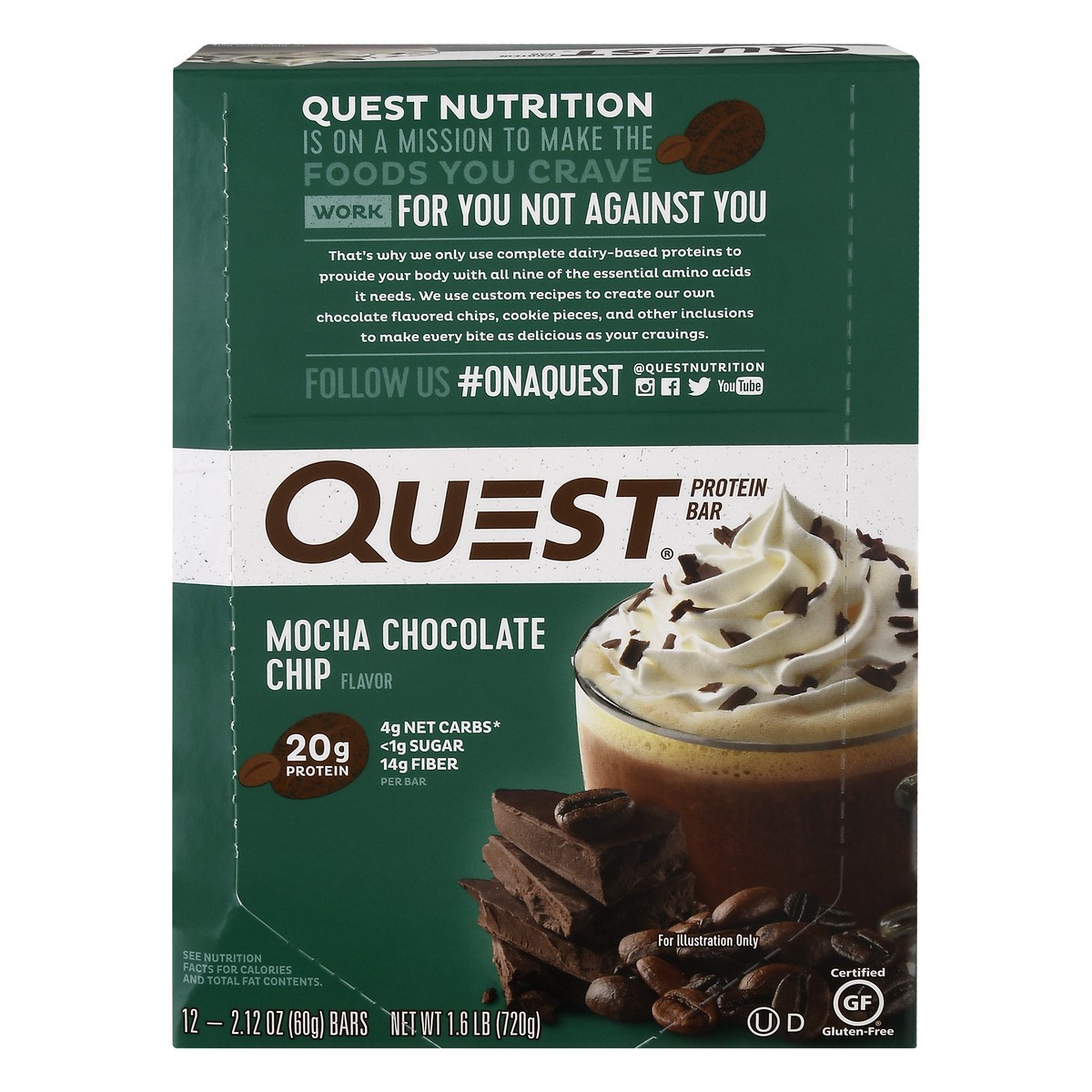 slide 1 of 13, Quest Mocha Chocolate Chip Flavor Protein Bar 12 ea, 12 ct