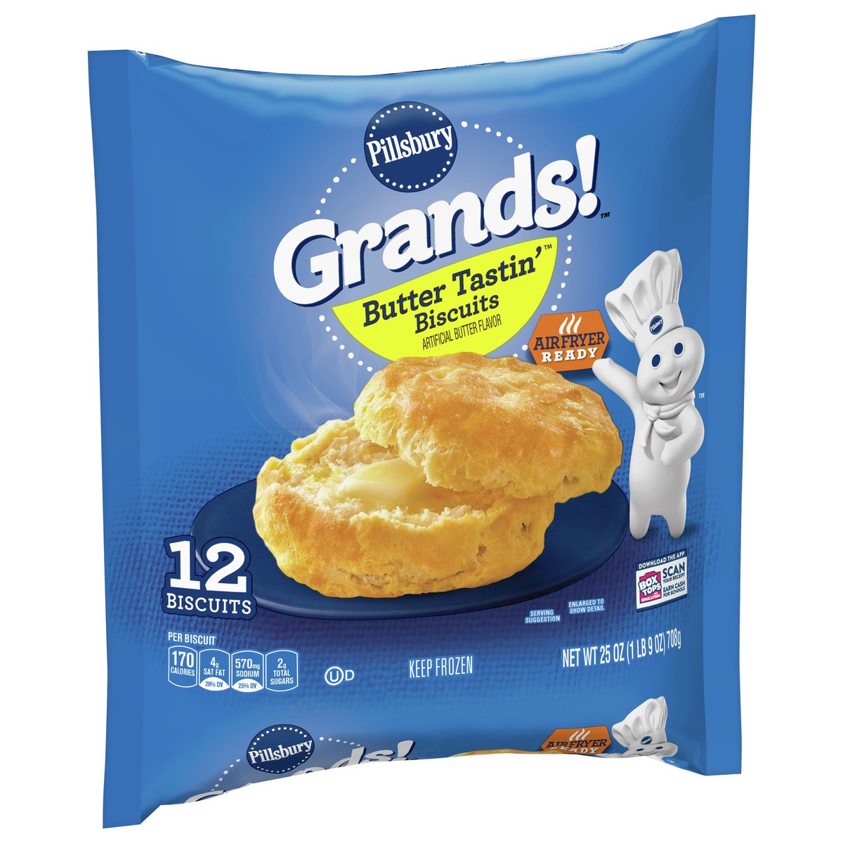 slide 2 of 9, Grands! Frozen Biscuits, Butter Tastin', 12 ct., 25 oz., 12 ct