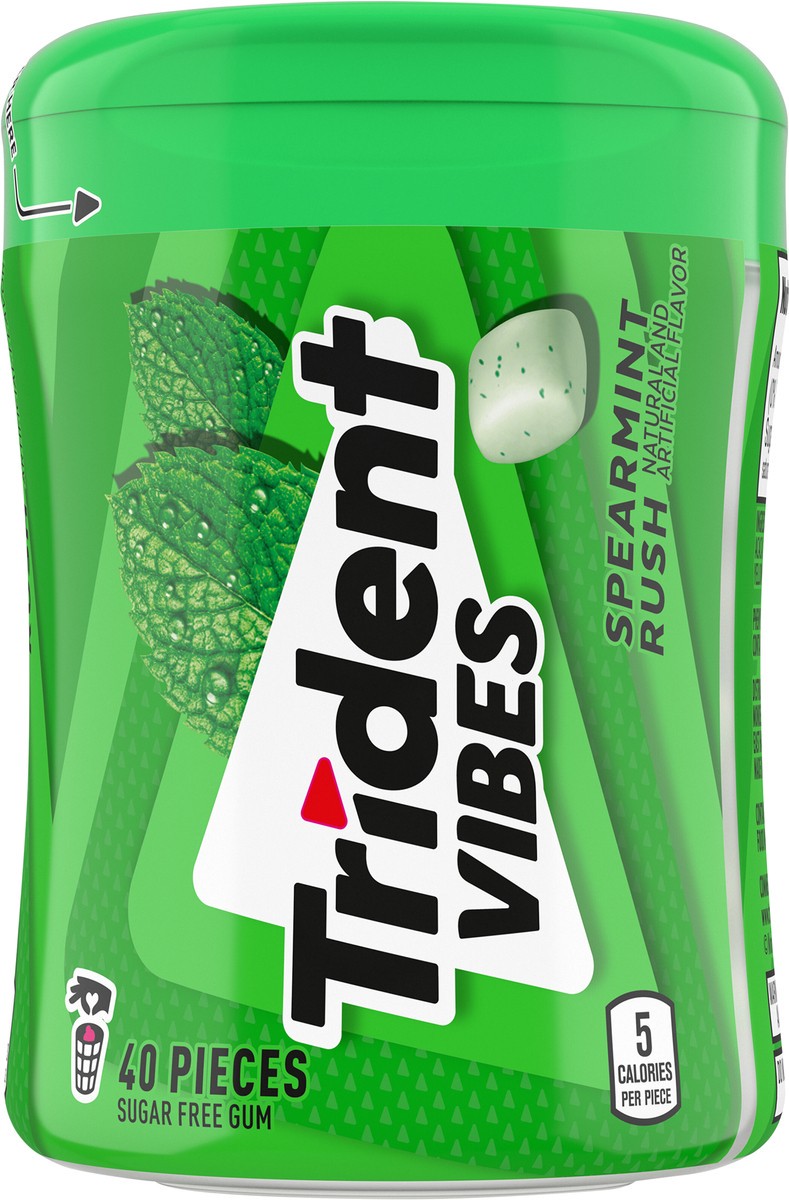 slide 8 of 9, Trident Vibes Spearmint Rush Sugar Free Gum, 40 Pieces, 40 ct