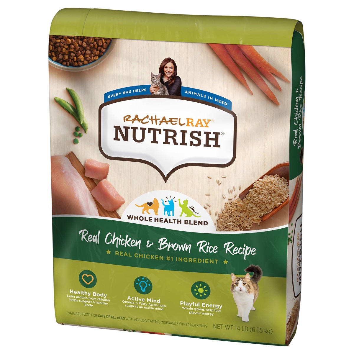 slide 2 of 8, Rachael Ray Nutrish Real Chicken & Brown Rice Recipe, Dry Cat Food, 14 lb. Bag, 14 lb