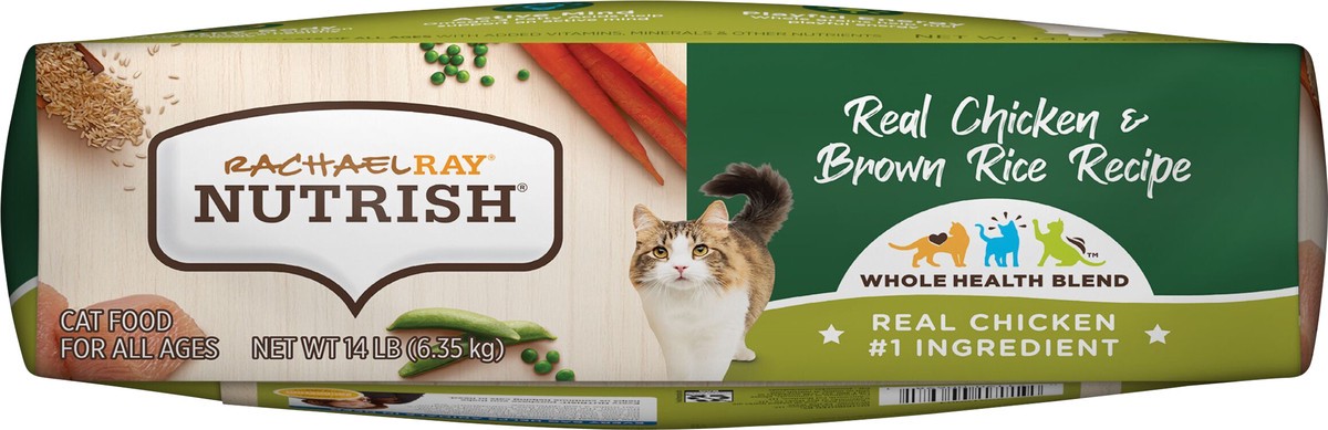 slide 6 of 8, Rachael Ray Nutrish Real Chicken & Brown Rice Recipe, Dry Cat Food, 14 lb. Bag, 14 lb