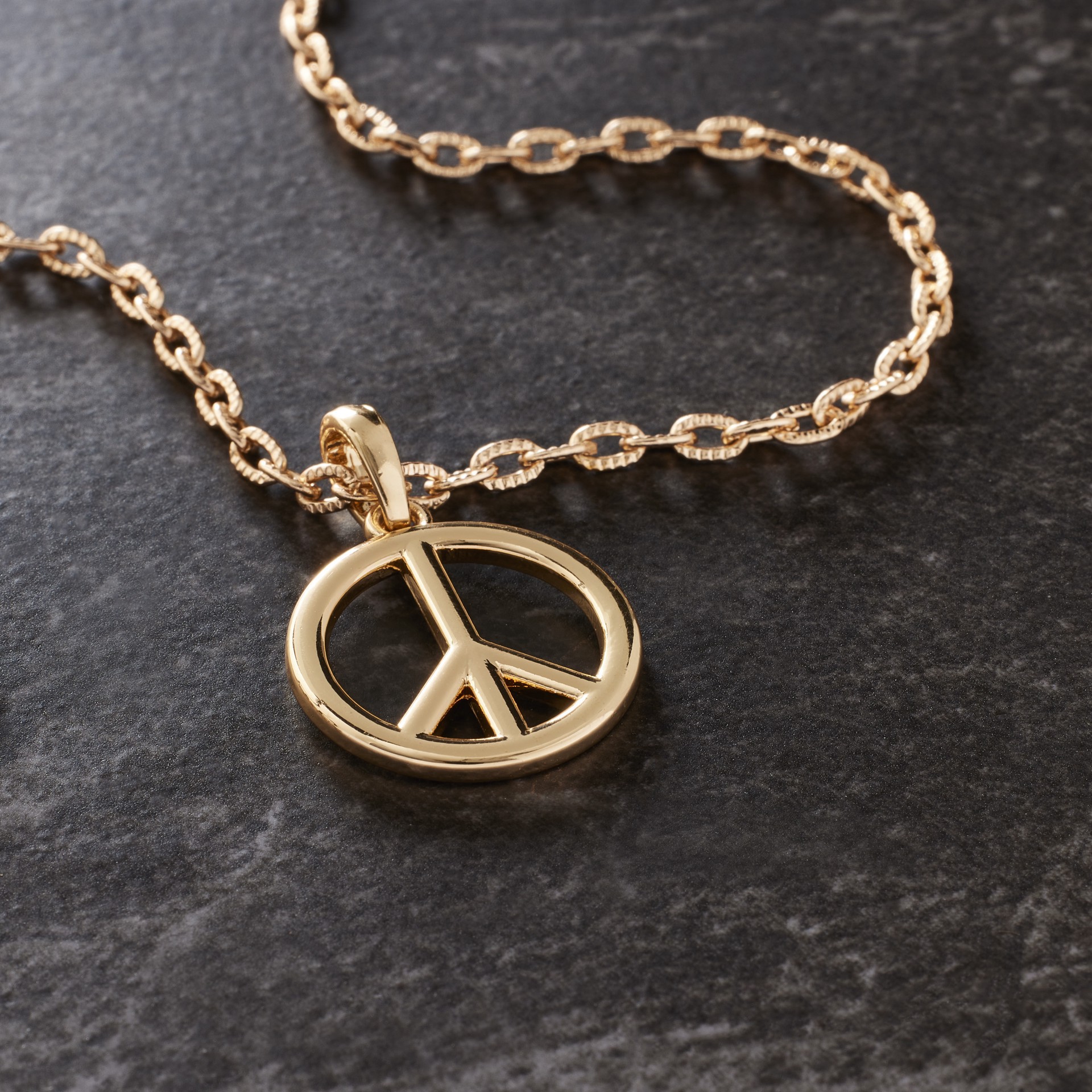 slide 3 of 3, Gold Metal Peace Sign Pendant By Bead Landing, 23 mm