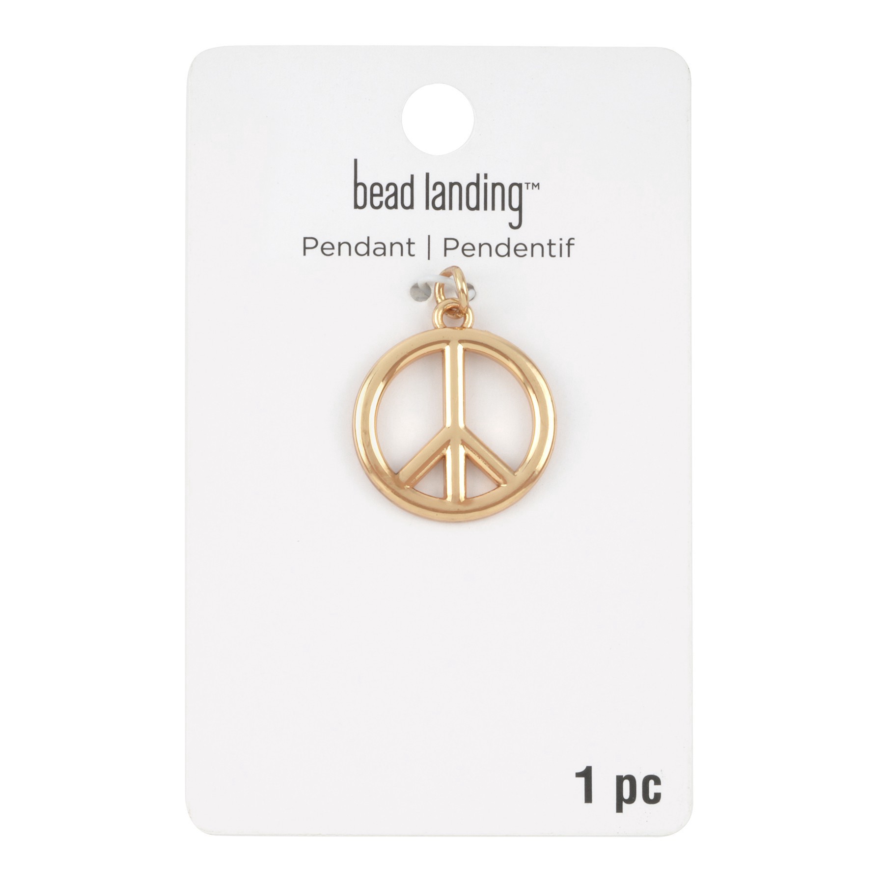 slide 2 of 3, Gold Metal Peace Sign Pendant By Bead Landing, 23 mm