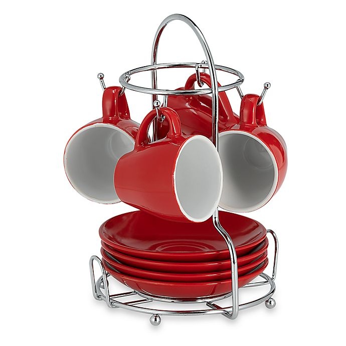 slide 1 of 1, IMUSA Espresso Set with Rack - Red, 8 ct