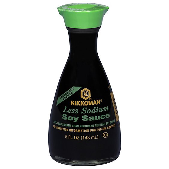 slide 1 of 1, Kikkoman Soy Sauce Traditionally Brewed Less Sodium Non Gmo - 5 Fl. Oz., 5 fl oz