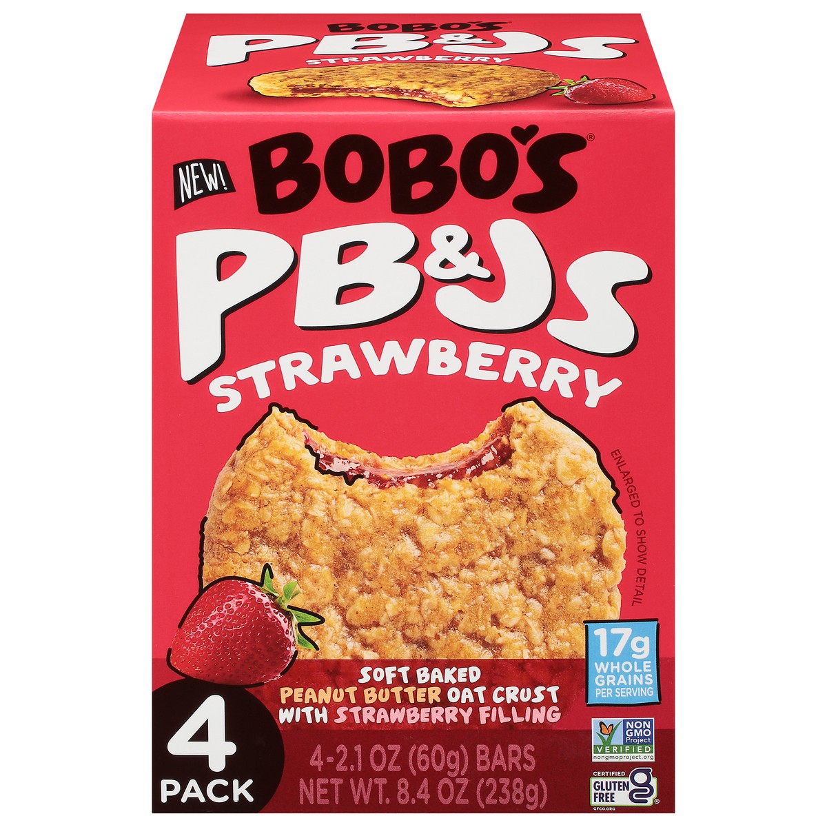 slide 2 of 13, Bobo's Strawberry PB&Js 4 - 2.1 oz Bars, 4 ct