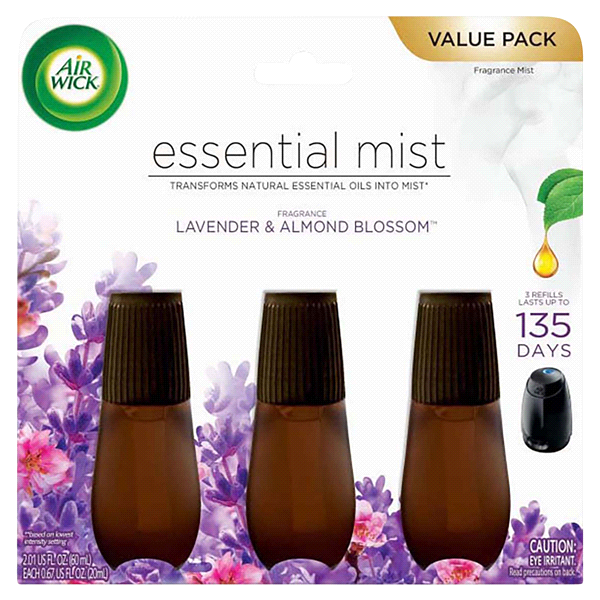 slide 1 of 1, Air Wick Essential Mist Refill, Lavender & Almond Blossom, 3 ct