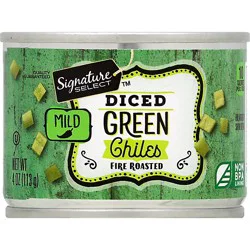 Signature Select Green Chiles Fire Roasted Diced Mild Can - 4 Oz