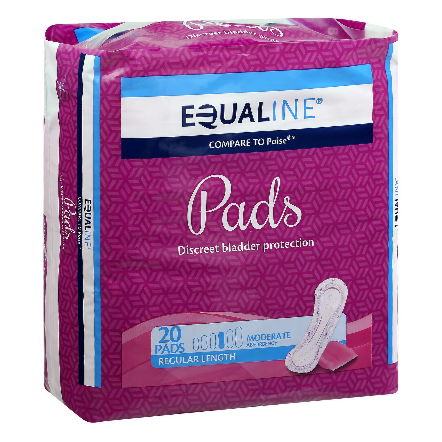 slide 1 of 1, Equaline Extra Absorbency Long Pad, 20 ct