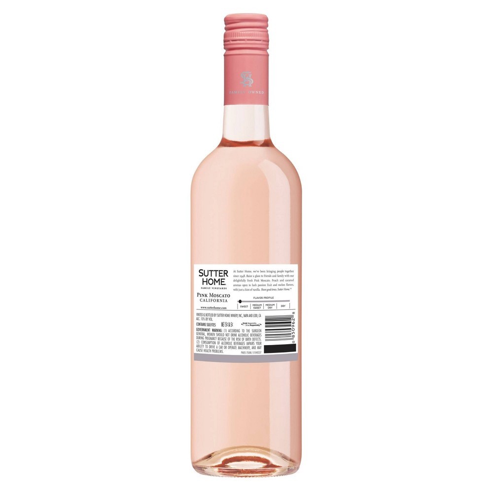 slide 4 of 4, Sutter Home Pink Moscato Pink Wine, 750mL Wine Bottle, 10% ABV, 750 ml