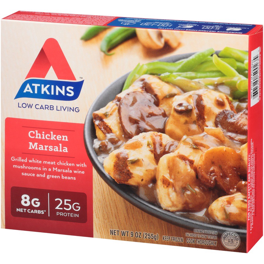 slide 3 of 8, Atkins Chicken Marsala, 9 oz