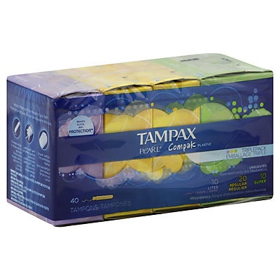 slide 1 of 1, Tampax Pearl Compak Plastic Unscented Tampons Triple Pack, 1 ct