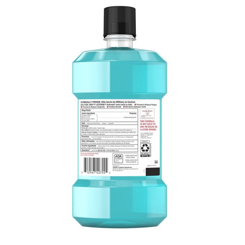 slide 8 of 16, Listerine Antiseptic Mouthwash for Bad Breath and Plaque Cool Mint - 1.5L, 1.5 liter