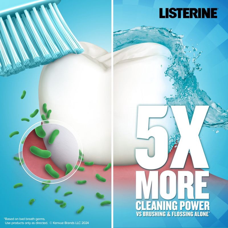 slide 4 of 16, Listerine Antiseptic Mouthwash for Bad Breath and Plaque Cool Mint - 1.5L, 1.5 liter