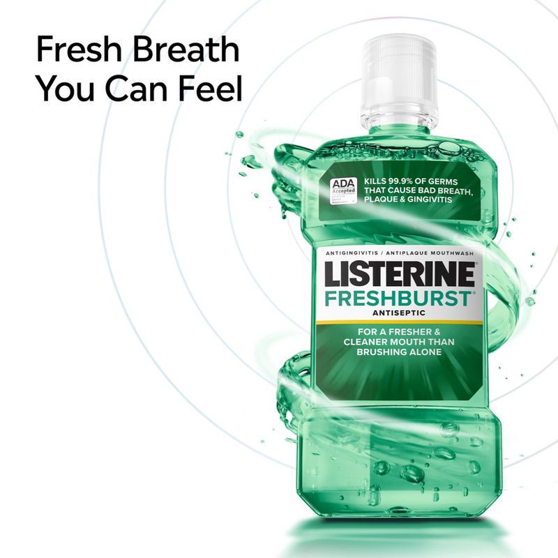 slide 4 of 10, Listerine Antiseptic Mouthwash for Bad Breath Freshburst - 1.5L, 1.5 liter