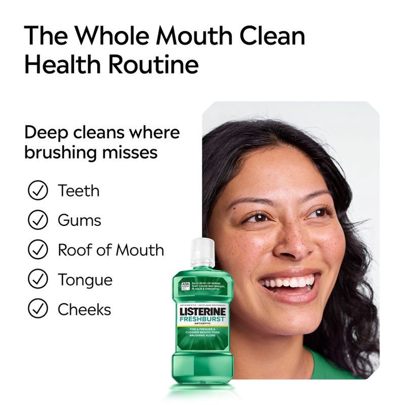 slide 7 of 10, Listerine Antiseptic Mouthwash for Bad Breath Freshburst - 1.5L, 1.5 liter