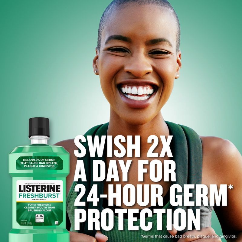 slide 7 of 11, Listerine Antiseptic Mouthwash for Bad Breath Freshburst - 1.5L, 1.5 liter