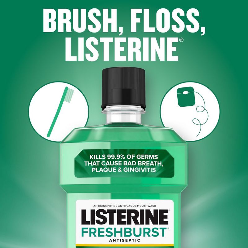 slide 8 of 11, Listerine Antiseptic Mouthwash for Bad Breath Freshburst - 1.5L, 1.5 liter