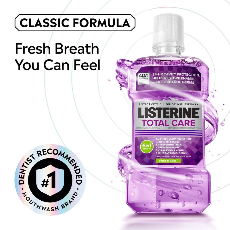 slide 4 of 11, Listerine Total Care Anticavity Fluoride Mouthwash - 1L, 1 liter