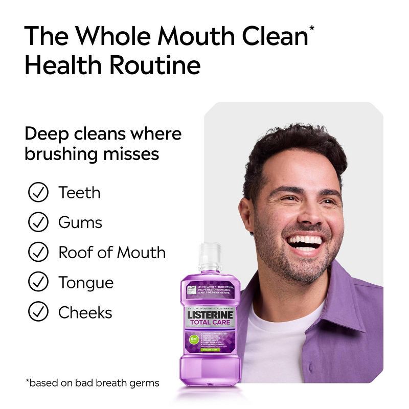slide 6 of 11, Listerine Total Care Anticavity Fluoride Mouthwash - 1L, 1 liter
