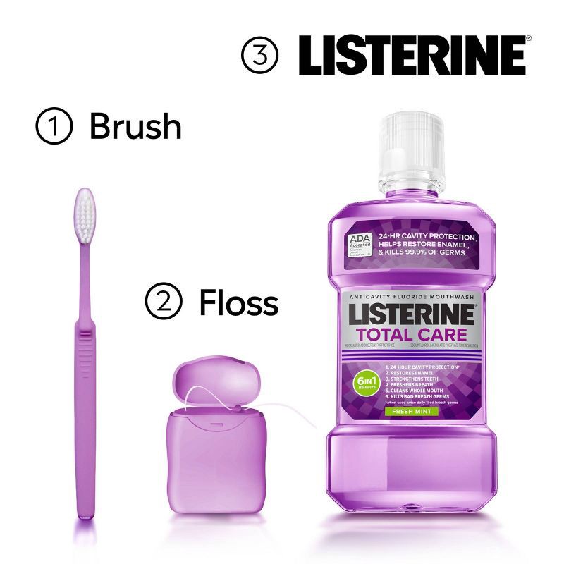 slide 8 of 11, Listerine Total Care Anticavity Fluoride Mouthwash - 1L, 1 liter