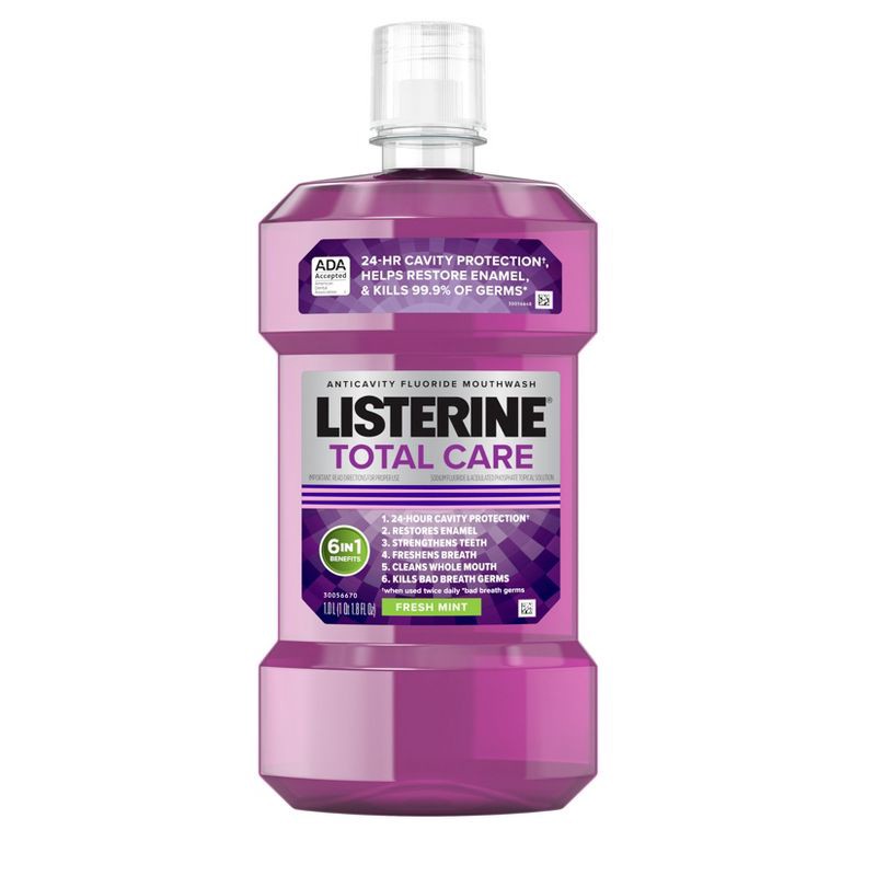 slide 1 of 9, Listerine Total Care Anticavity Fluoride Mouthwash - 1L, 1 liter