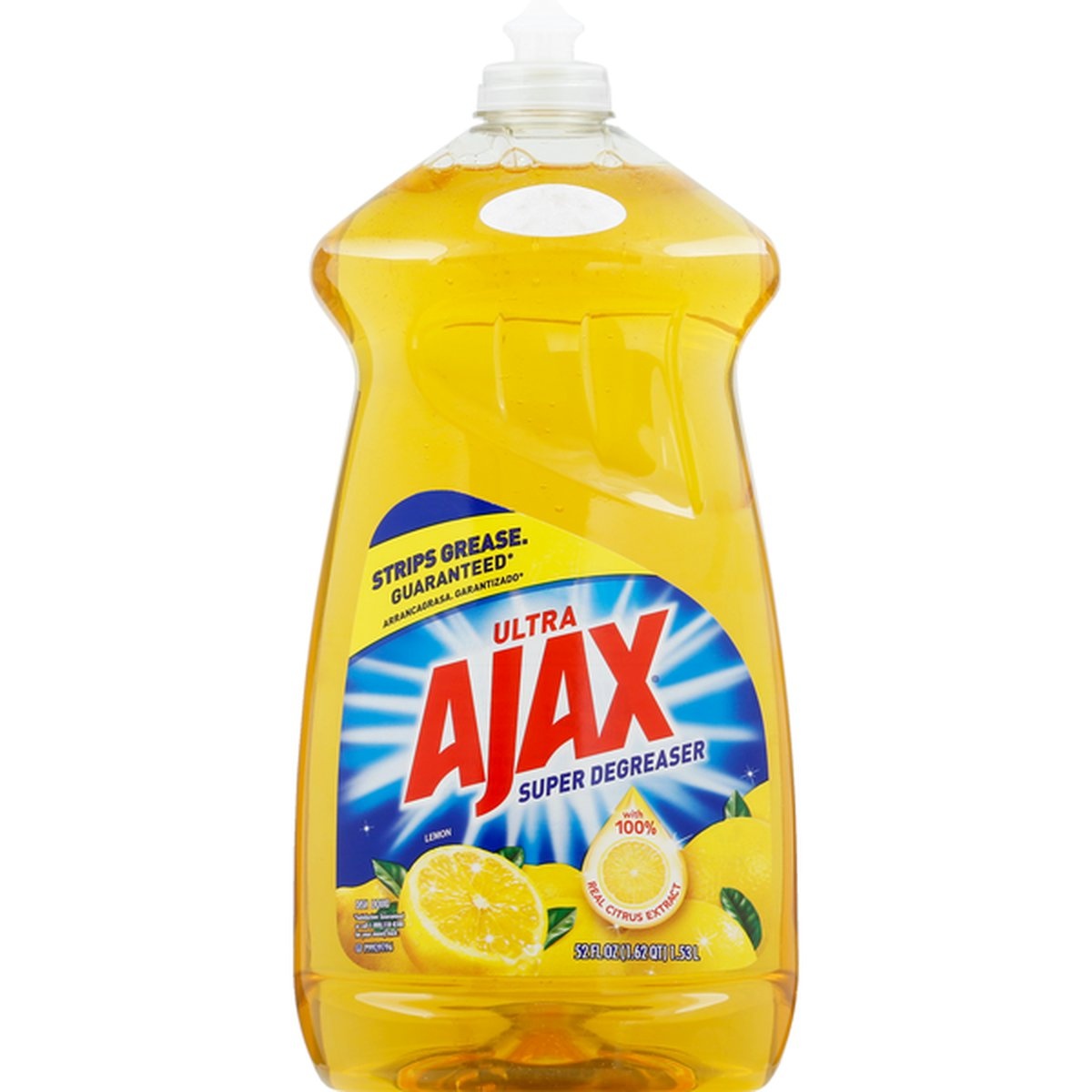 slide 1 of 1, Ajax Dish Liquid, Lemon, Super Degreaser, 52 oz