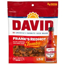 DAVID Jumbo Salted & Roasted Frank's RedHot Flavored Sunflower Seeds Jumbo 5.25 oz